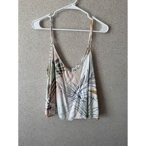 Molly Bracken‎ Tropical Palm Leaf Print V-Neck Cami Top XL Adjustable Straps